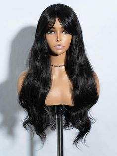 PRICES MAY VARY. 🍀【Black Wig with Bangs】Our wig is made of high quality synthetic fiber that can resistant to high temperature. It is durable and can ensure a comfortable and easy wearing experience. 🍀【Curtain Bangs Wig】Long wave wig with bangs can slim your face and make you look sweeter. Don't worry about the length of the bangs. It can be trimmed and shaped. You can style it with middle or side parted bangs. 🍀【Wavy Wig with Bangs】Soft hair texture gives a natural and flowing looking. This Amazon Wig, Black Wigs With Bangs, Black Wavy Wig, Black Long Straight Hair With Bangs, Bang Black Wig, Long Black Wig With Bangs, Black Hair Curls, Goth Wigs Black, Parted Bangs