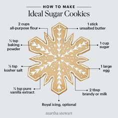 how to make sugar cookies with instructions for making them in the shape of a snowflake