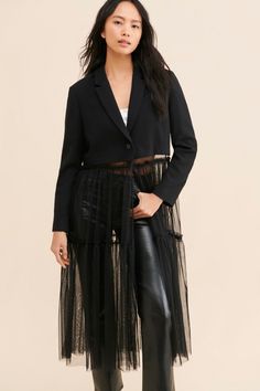 Rent Tulle Mix Duster from Nuuly. Pick 6 items for $98/month. Free shipping + returns. Outfit Choices, Community Of Women, Black Jacket, Cute Outfit, Apparel Accessories, Anthropologie, Denim Jacket, Summer Fashion, Coats Jackets