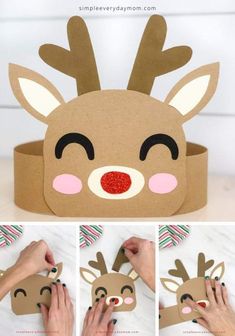 Christmas Headband Craft, Christmas Headband Diy, Raindeer Crafts, Headband Crafts, Easy Holidays Crafts, Reindeer Craft, Rudolph The Red Nosed Reindeer, Christmas Crafts For Kids To Make, Reindeer Headband