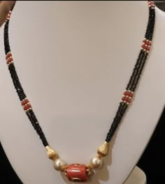 Black Beads With Corals, Black Beads Necklace Indian Gold, Pagadam Jewellery, Jewelry Necklace Simple, Neck Pieces Jewelry, Antique Necklaces Design