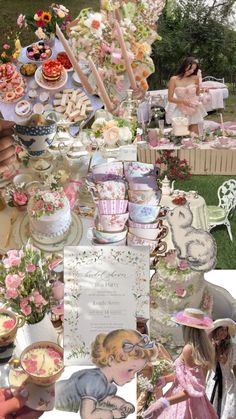 a collage of photos with pink and white items