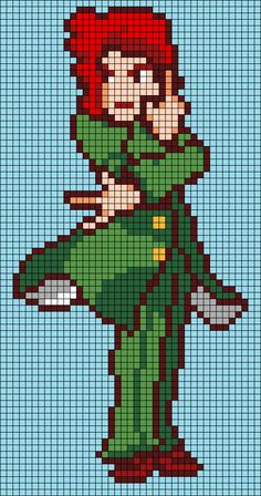 Jojo Alpha Pattern, Jojo Perler Beads, Jjba Perler Beads, Anime Pixel Art Minecraft, Jjba Pixel Art, Anime Pixel Art Grid Easy, Anime Pixel Art Grid, Pixel Art Grid Easy, Perler Bead Pokemon Patterns