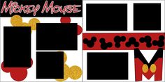 mickey mouse photo frame cut out with gold and black polka dots on the bottom half