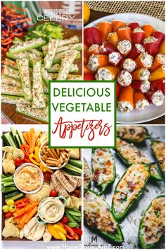 delicious vegetable appetizers with text overlay