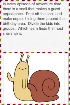 an image of a snail that is in the middle of a card with words on it