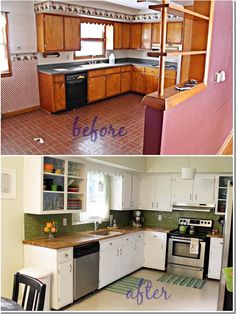 before and after pictures of a kitchen remodel