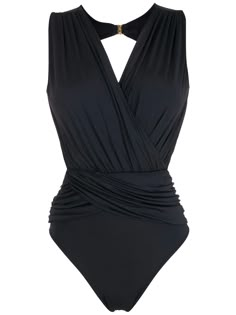 Brigitte Panelled Wrap one-piece Swimsuit - Farfetch Bodysuit Tops, Best Swimsuits, Swimsuit Black, Designer Drapes, Looks Chic, All Fashion, One Piece Swimsuit, Clothes For Sale