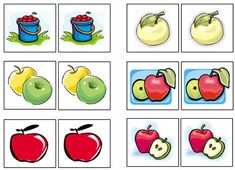 an image of matching pictures with apples