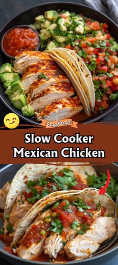 the slow cooker mexican chicken is ready to be eaten