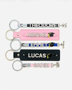 Customize your own keychain for your 2021 graduate! Makes a cute gift for your graduate to remember their special year! Perfect to hang on your keys or any bags! Keychains are available in numerous color options. Pick your color option and then your charm option. Pictures are displayed for what options are available to order. Other band colors are available. Bands are made out of leather.  Message us if you have any questions. All orders are customizable. We are happy to work with you to design Gifts For Seniors, Graduate Gifts, 2023 Graduate, Class Of 2023 Graduation, Senior 2023, Football Accessories, 2023 Graduation, Moms Bracelet, Class Of 2023