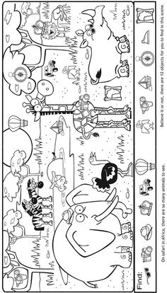 a coloring page with cartoon characters and numbers