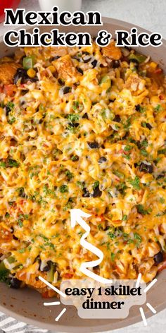 the mexican chicken and rice casserole is ready to be served in the oven