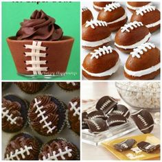 chocolates and cupcakes are decorated with football designs