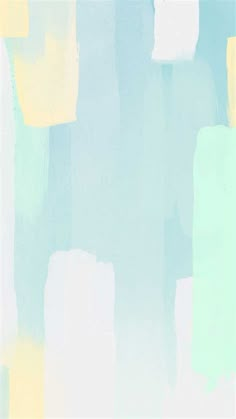 an abstract painting with pastel blue, yellow and white squares on the bottom half of it