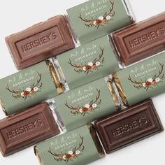 six hershey's chocolate bars with antlers on them