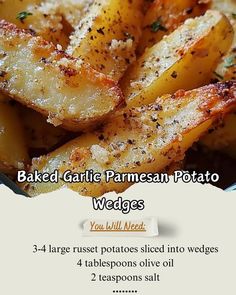 baked garlic parmesan potato wedges recipe