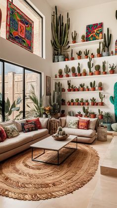 a living room filled with lots of plants