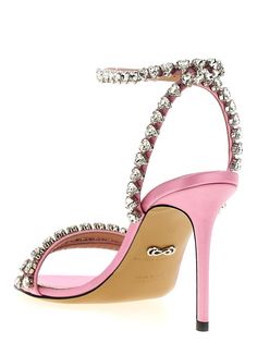 'Audrey Crystal Round Toe Satin' satin sandals with crystal appliqué, ankle strap, heel. Composition: Crystal Embellished Ankle Strap Sandals For Cocktail, Women Heel, Latest Sandal, Satin Sandals, Toe Ring Sandals, Crossbody Tote Bag, Crossbody Tote, Toe Rings, Womens Heels