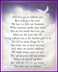 a poem written in purple and white with a dove flying above it