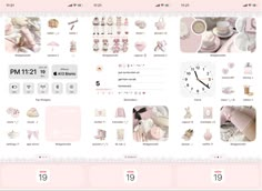 the website is filled with pink and white items