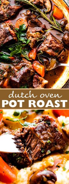 dutch oven pot roast with carrots and mushrooms