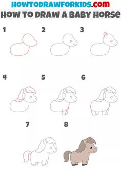 how to draw a baby horse step by step instructions for kids and beginners with pictures