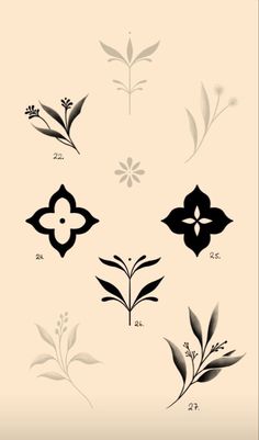 some black and white flowers on a beige background, with numbers in the bottom right corner