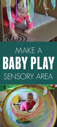 a baby playing in a play area with the words make a baby play sensory area