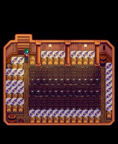 stardew valley cask and keg organization and layout slay hot Stardew Valley Cask Layout, Basement Stardew Valley, Stardew Organization, Stardew Valley Storage Ideas, Keg Stardew Valley, Stardew Wine Cellar, Stardew Chest Room