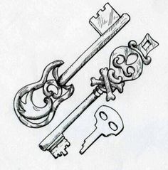 two keys and a keychain on a white paper stock photo image of drawing