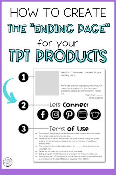 how to create the ending page for your tpt products info sheet with text overlay