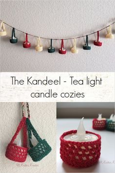 the kandel tea light candle cozies are crocheted