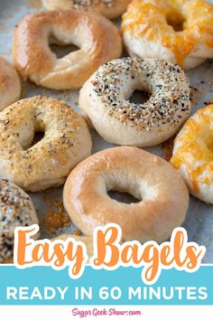 an image of bagels with the words easy bagels on it