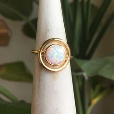 An updated version of one of our best selling classics! This ring features an 8mm colorful, lab created Opal stone Tarnish resistant, heavy 14K Gold over Brass. Sizes 6, 7, 8 Olivia Palermo Fashion, Midi Rings Gold, Gemstone Stacking Ring, Must Have Jewelry, Chalcedony Ring, Opal Ring Gold, Gold Gemstone Ring, Gold Filled Ring, Wedding Rings Vintage