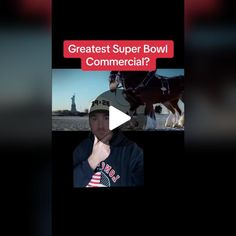 a man in a baseball cap is talking to someone on the computer screen that says, greatest super bowl commercial?