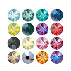 a bunch of different colored diamonds are arranged in the shape of a circle on a white background