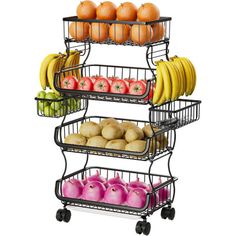 three tiered fruit and vegetable rack on wheels