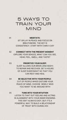 5 tips to train your mindset, personal growth and a better quality of life. Implement them in your life and you’ll notice things change for the good. 5 Habits To Change Your Life, How To Change Your Thoughts, Growth Tips, How To Fix Your Mindset, Positive Person, Good Personality, Mindset Training, Change Your Words Change Your Mindset, Good Person