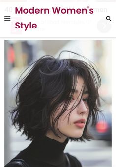 Flowy Short Hair, Unique Female Hairstyles, Hair Styles Medium Length With Bangs, Japanese Haircut Women, Short Hair With Bangs Asian, Short Black Hair Women, Short Brown Hair Women, Kpop Haircut Female