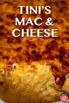 a close up of a casserole dish with mac and cheese in it on a plate