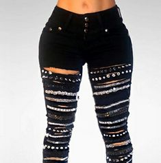 Cut Up Damaged Cut Up, Jeans Color, Colored Jeans, Outfit Ideas, Women Jeans, Women Shopping, Quick Saves, Black, Color