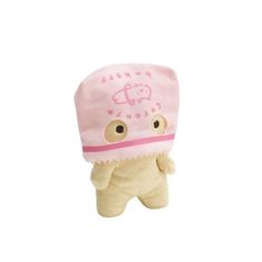 a stuffed animal with a pink hat on it's head