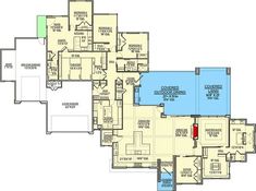 the floor plan for this house is very large and has two pools on each side