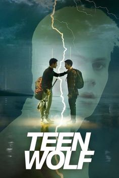 the movie poster for teen wolf with two men standing in front of a man's face