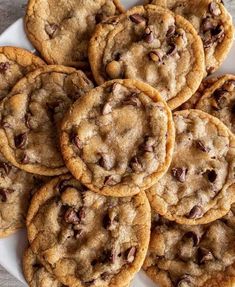 chocolate chip cookies on a white plate