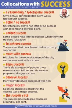 a poster with the words collocations with success and other things to do