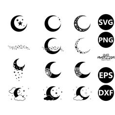 the moon and stars are in different shapes