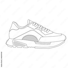 Sketch Of Shoes, Sneakers For Summer, Summer Vector, Technical Drawings, Technical Drawing, Vector Stock, Sport Wear, Stock Illustration