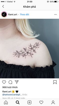 a woman's chest with flowers on it